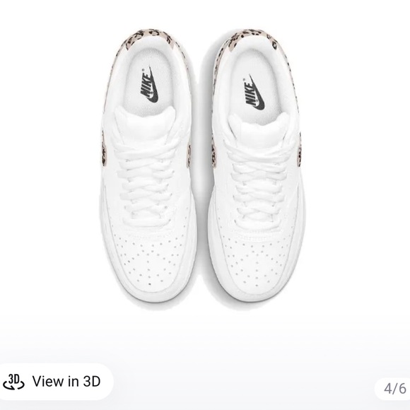 Nike Court Vision Low Leopard Swoosh White Women's - Picture 2 of 7